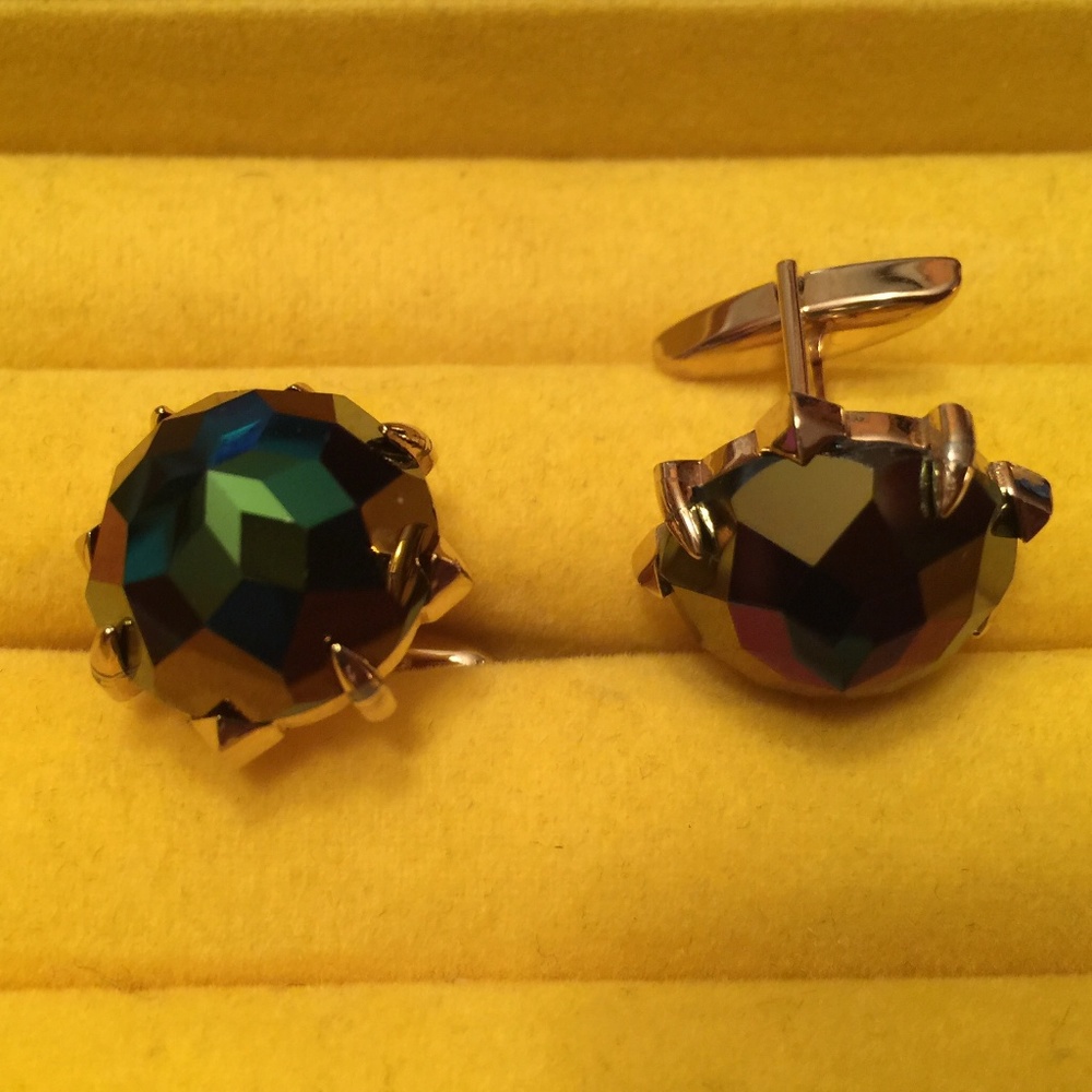 CUFF LINKS, MULTICOLORED STONE (20-108)